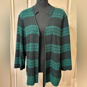 Ming Wang XL Green black blazer jacket knit top Extra Large